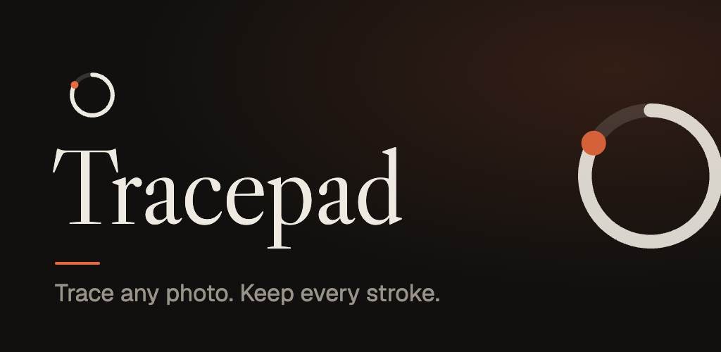 The Tracepad wordmark and ring logo with an ember dot, on a dark background.